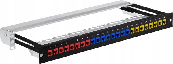Lexi-NET 19" modulární stíněný patch panel LEXI-Net 24port, černý, výsuvný