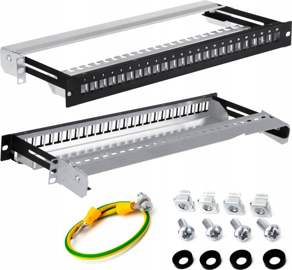 Lexi-NET 19" modulární stíněný patch panel LEXI-Net 24port, černý, výsuvný