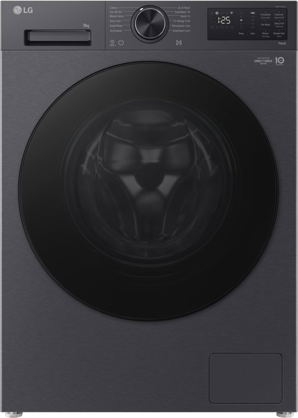 LG  9 kg  dzilums 47.5 cm  1200 apgr/min.  mateta melna - Velas mazgajama masina ar prieksejo ieladi F2X50S9TBB.AEBQNMR (8806096614297)