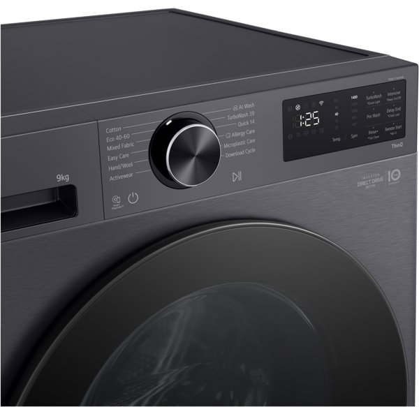 LG  9 kg  dzilums 47.5 cm  1200 apgr/min.  mateta melna - Velas mazgajama masina ar prieksejo ieladi F2X50S9TBB.AEBQNMR (8806096614297)
