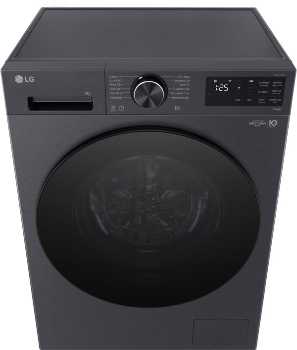 LG  9 kg  dzilums 47.5 cm  1200 apgr/min.  mateta melna - Velas mazgajama masina ar prieksejo ieladi F2X50S9TBB.AEBQNMR (8806096614297)