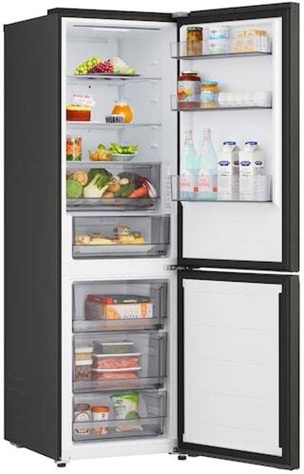 LG Refrigerator | GBBSJ1CCEP | Energy efficiency class C | Free standing | Combi | Height 186 cm | Fridge net capacity 220 L | Freezer net capacity 113 L | Display | 34 dB | Black