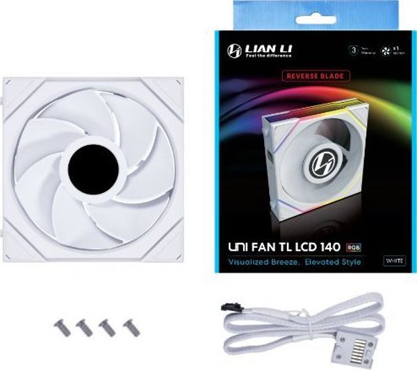 Lian Li UNI FAN TL LCD Series Wentylator Reverse Blade 140mm bialy