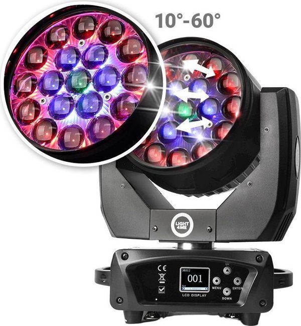 LIGHT4ME ZOOM WASH 19x15W κινητή κεφαλή LED RGBW