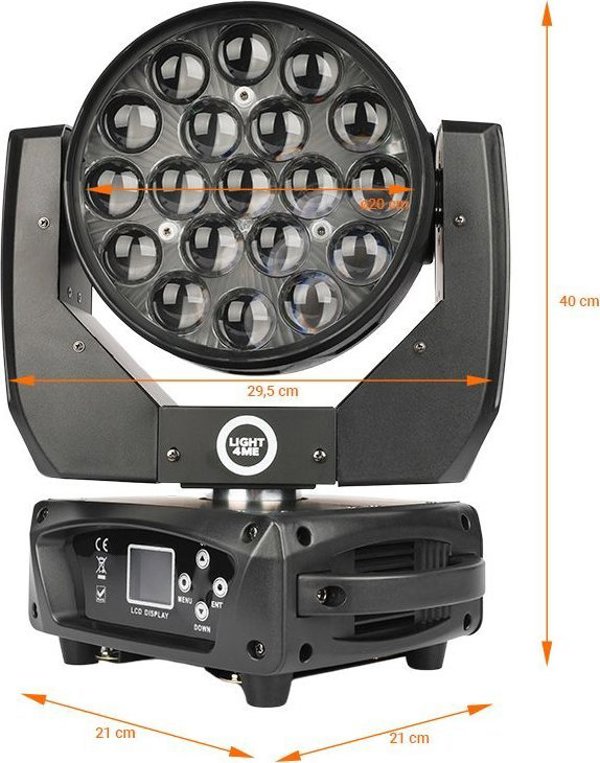LIGHT4ME ZOOM WASH 19x15W κινητή κεφαλή LED RGBW