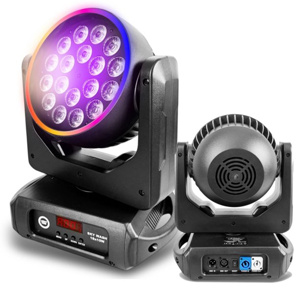 Light4me Sky Wash Κινούμενη Κεφαλή LED 18x10W RGBW με Effect Ring DMX 60x0,2W