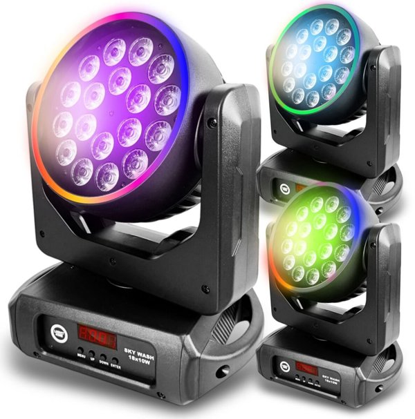 Light4me Sky Wash Κινούμενη Κεφαλή LED 18x10W RGBW με Effect Ring DMX 60x0,2W