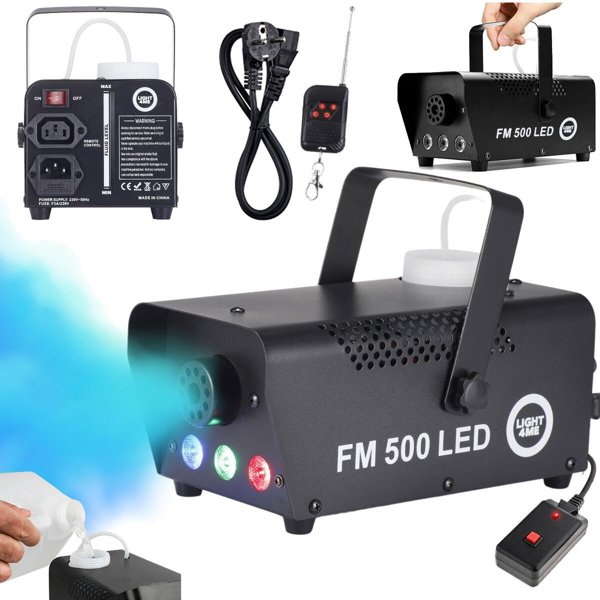 LIGHT4ME FM 500 LED V2 γεννήτρια καπνού ομίχλης 500W με χειριστήριο ασύρματο και ενσύρματο 3x1W RGB
