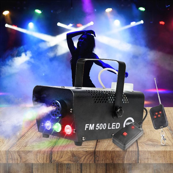 LIGHT4ME FM 500 LED V2 γεννήτρια καπνού ομίχλης 500W με χειριστήριο ασύρματο και ενσύρματο 3x1W RGB