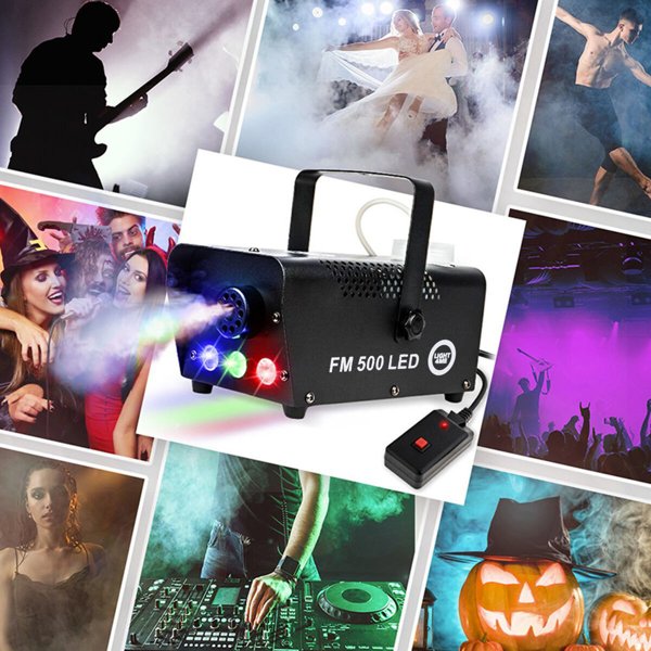 LIGHT4ME FM 500 LED V2 γεννήτρια καπνού ομίχλης 500W με χειριστήριο ασύρματο και ενσύρματο 3x1W RGB