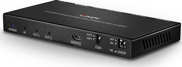 Lindy 38230 HDMI Splitter 1x2, 4K, 4096 x 2160 px, Μεταλλικό, Μαύρο