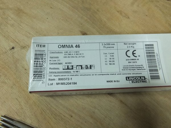 Lincoln Electric Omnia 46 Ηλεκτρόδιο Ρουτιλίου 3.2mm, Μήκος 350mm, Συσκευασία 2.3kg