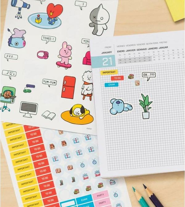 Line Friends BT21 - Kalendarz / Planner szkolny 2021/2022 (niebieski)