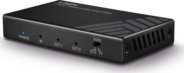 Lindy 38235 HDMI Splitter 2-Port, 4K, Μαύρο, Μεταλλικό