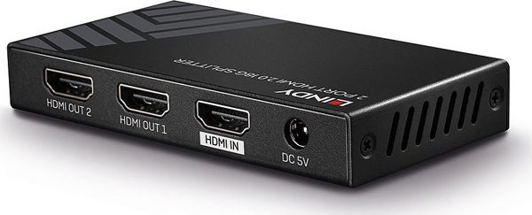 Lindy 38235 HDMI Splitter 2-Port, 4K, Μαύρο, Μεταλλικό