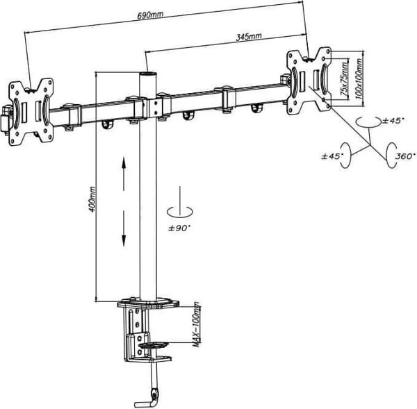Lindy Uchwyt biurkowy na 2 monitory 17" - 28" (40658)