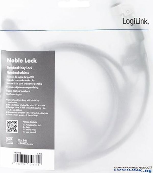 LogiLink Αντικλεπτικό Καλώδιο Laptop NBS012 για Noble Wedge Lock, 3.2x4.5mm, Περιστρεφόμενο 360°