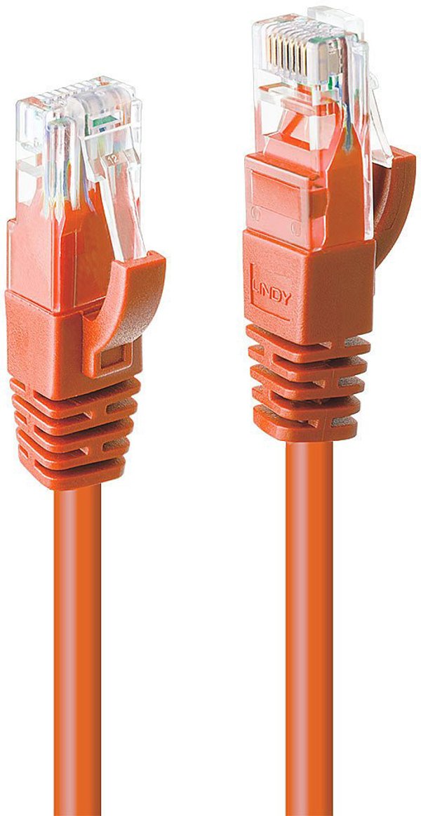 Lindy Lindy - Patch Cable - RJ-45 (M) to RJ-45 (M) - 20,0m - UTP - CAT 6 - Shaped, Without Hook, Stranded - Orange (48114)