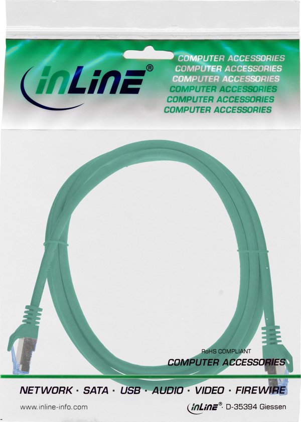 Lindy Καλώδιο Δικτύου Cat.6A S/FTP, TPE (LSZH), CCA, Πράσινο, 0.5m