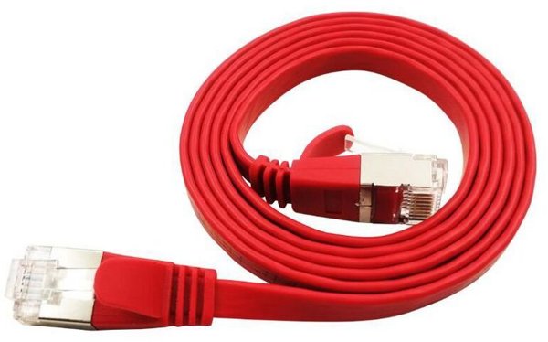 LinkIT Płaski kabel sieciowy RJ-45, Cat.6a, U/FTP, PVC, czerwony, 4.5 m (STP-FL6A-00450-RD)