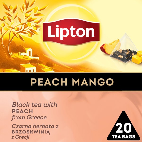 Lipton Μαύρο Τσάι σε Πυραμίδες, Γεύση Ροδάκινο & Μάνγκο, 20 Φακελάκια