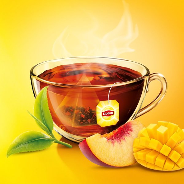 Lipton Μαύρο Τσάι σε Πυραμίδες, Γεύση Ροδάκινο & Μάνγκο, 20 Φακελάκια