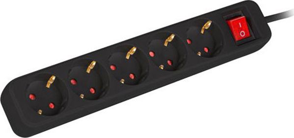 Πολύπριζο Lanberg PS1-05F με 5 Υποδοχές Schuko, Μήκος Καλωδίου 1.5m, 2500W, Μαύρο