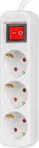 Πολύπριζο Lanberg PS1-05F, 3 Υποδοχές Schuko, Καλώδιο 1.5m, 2500W, Λευκό