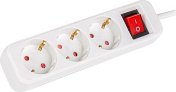Πολύπριζο Lanberg PS1-05F, 3 Υποδοχές Schuko, Καλώδιο 1.5m, 2500W, Λευκό