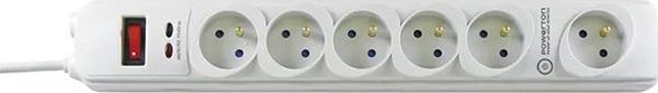Πολύπριζο Powerton 6 Θέσεων 3m, Λευκό, με Ένδειξη LED