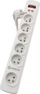 Πολύπριζο Powerton 6 Θέσεων 3m, Λευκό, με Ένδειξη LED