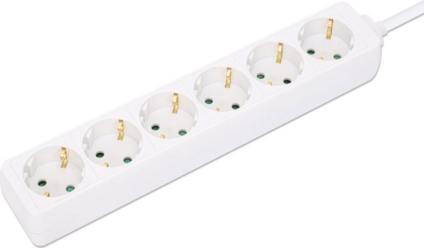 Πολύπριζο Manhattan MANHATTAN Steckdosenleiste 6fach 2m Cable weiß Schutzkontakt