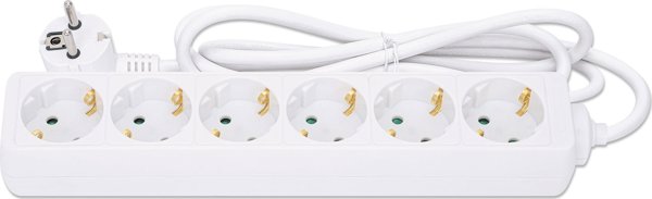 Πολύπριζο Manhattan MANHATTAN Steckdosenleiste 6fach 2m Cable weiß Schutzkontakt
