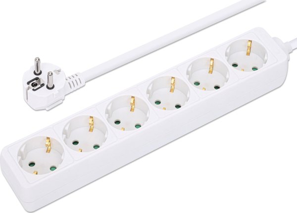 Πολύπριζο Manhattan MANHATTAN Steckdosenleiste 6fach 2m Cable weiß Schutzkontakt