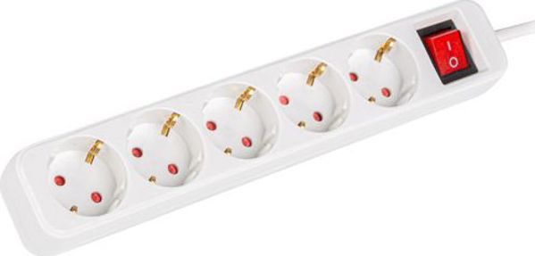 Πολύπριζο Lanberg PS1-05F, 5 Υποδοχές Schuko, Μήκος Καλωδίου 3m, Λευκό