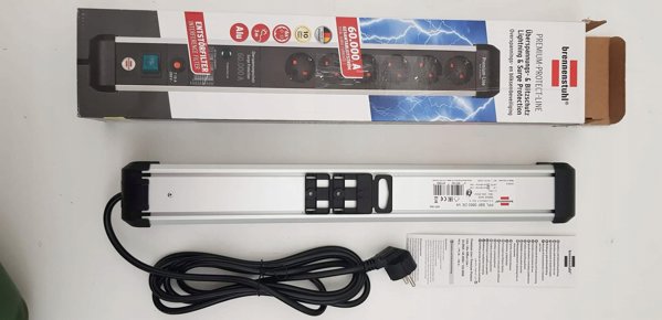 Brennenstuhl Premium Protect Line Πολύπριζο Ασφαλείας 6 Θέσεων, Προστασία Υπερτάσεων 60.000A, Καλώδιο 3m, Μαύρο/Ασημί