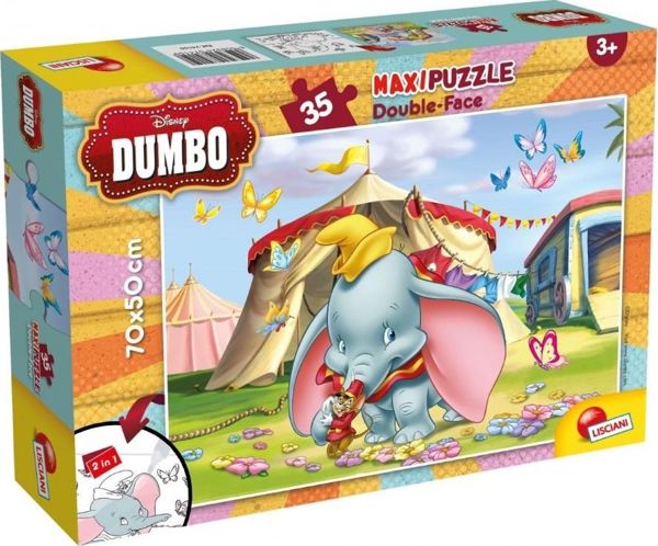 Lisciani Παζλ Dumbo Maxi Διπλής Όψης 35 Τεμάχια 70x50cm, Εκπαιδευτικό Παιχνίδι για Παιδιά 3+ Ετών