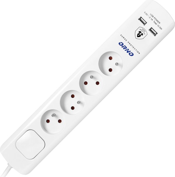 Orno Λίστα Τροφοδοσίας Αντιπροσωπείας 4x2P+Z 2xUSB 3x1.0 3m λευκό (OR-AE-13243/W/3M)