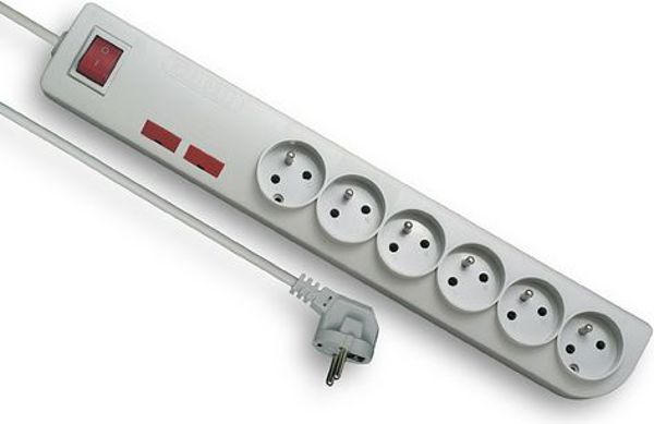 Elgotech Πολύπριζο PSF2 6 Θέσεων, 1.5m, με Προστασία Υπερτάσεων & Διακόπτη, Λευκό