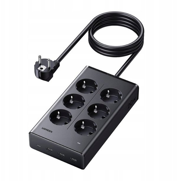 Πολύπριζο UGREEN S622 6xAC + 3xUSB + USB-C GaN 1.5m Μαύρο