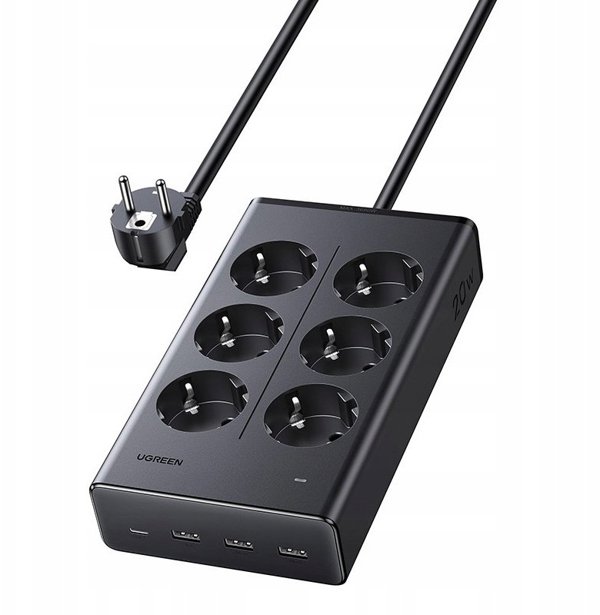 Πολύπριζο UGREEN S622 6xAC + 3xUSB + USB-C GaN 1.5m Μαύρο