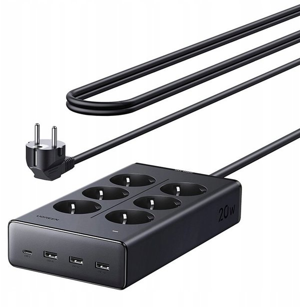 Πολύπριζο UGREEN S622 6xAC + 3xUSB + USB-C GaN 1.5m Μαύρο