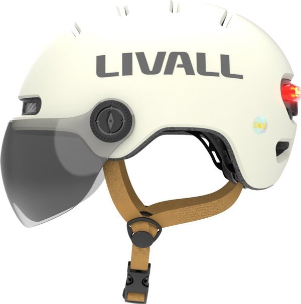 Livall Smart Κράνος L23 με LED Φωτισμό, SOS Ειδοποίηση & Προστατευτική Ζελατίνα, Λευκό, 54-58cm