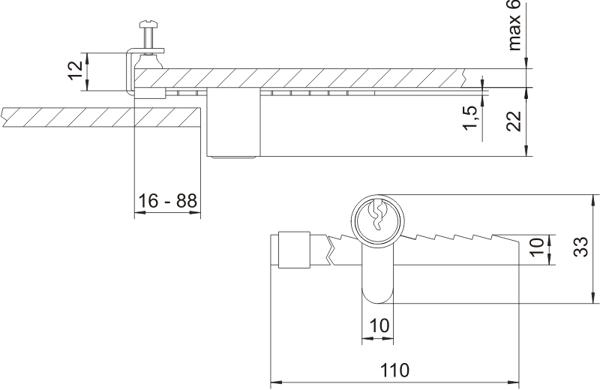 LOB Zamek witrynowy ZG02 1szt.