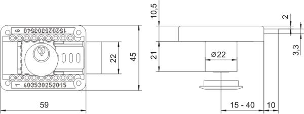 Zamek meblowy z regulacja niklowany ZMB3