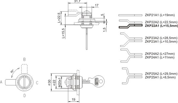 LOB Zamek kasetowy ZKP22A1 chromowany ZKP2
