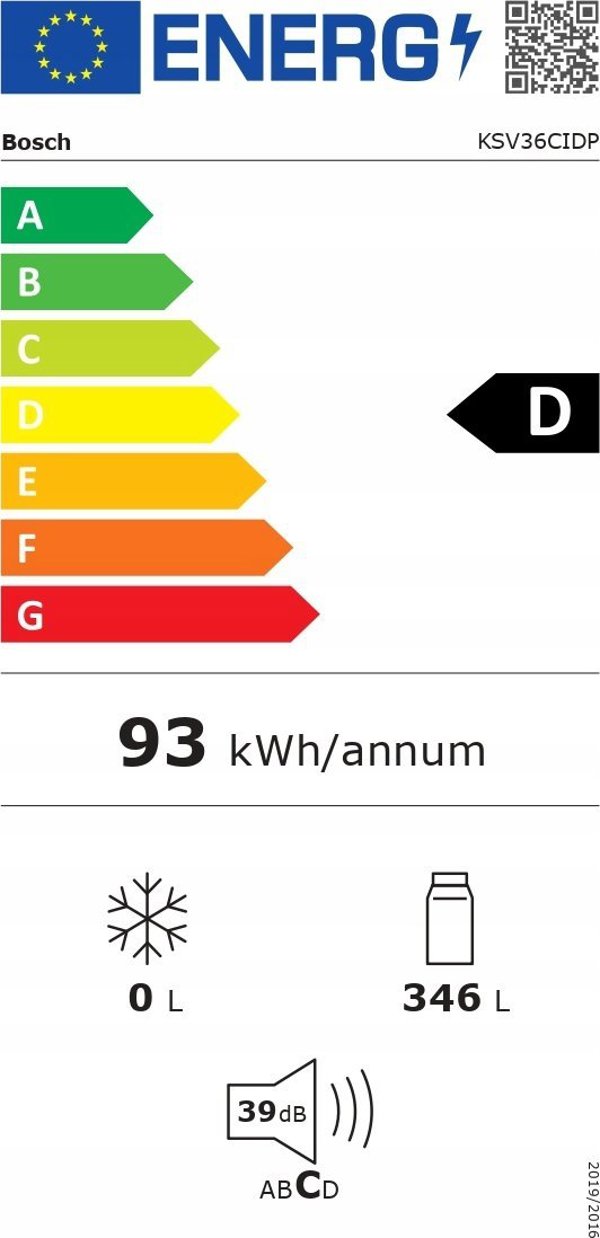 Ψυγείο Bosch KSV36CIDP ανοξείδωτο, ενεργειακή κλάση D, 346L, ύψος 186cm
