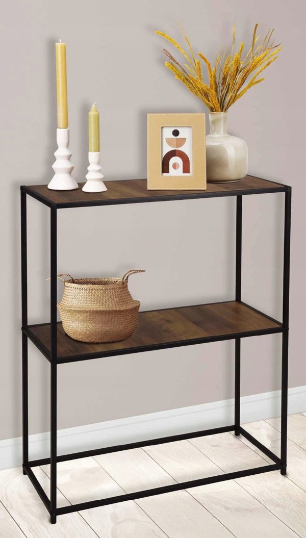 Home Styling Collection Βιομηχανικό Ράφι με 2 Ράφια από Μέταλλο και MDF, 71x31x85cm