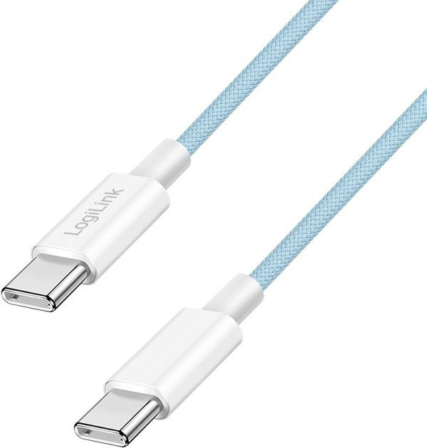 LogiLink USB-C 1.0m w nylonowym oplocie niebieski