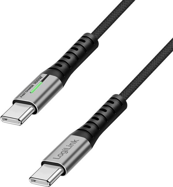 LogiLink USB 3.2 Gen2x2 Type-C-Kabel, C/M zu C/M LED 1m sw